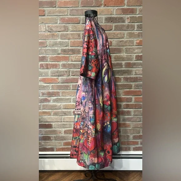 Charlie Charlie Charlotte Red Multi Colored Flower Print Midi Dress Size Large - Picture 4 of 7